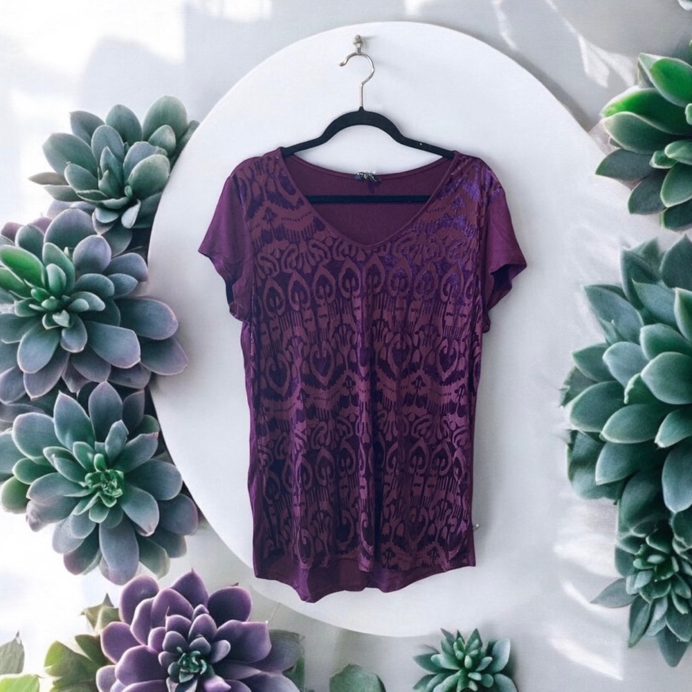 George Purple Baroque Patterned Top
